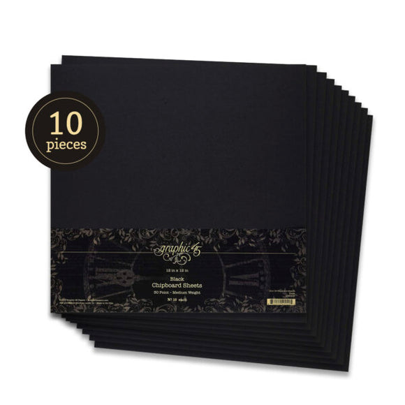 Black 12x12 Chipboard Sheets (Graphic 45)