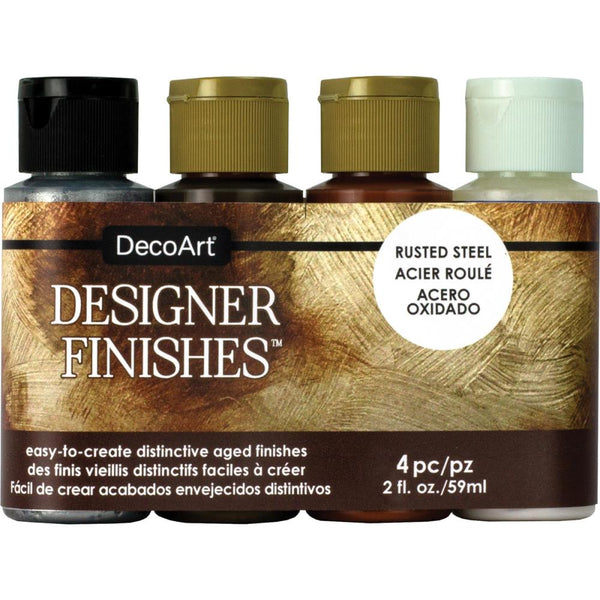 DecoArt Designer Finishes Paint Pack 4/Pkg - Rusted Steel