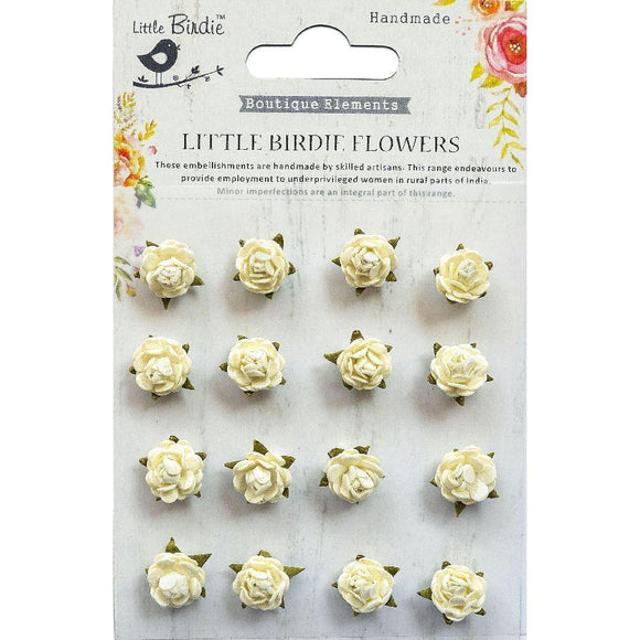 Little Birdie Beaded Micro Roses 16/Pkg - Moon Light (CR71887)