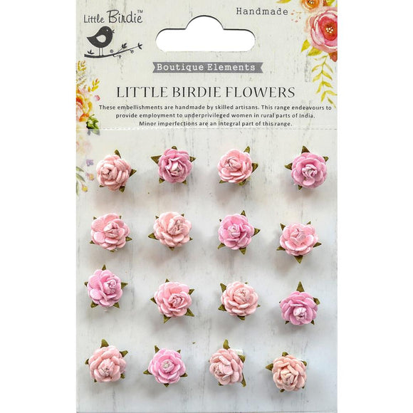 Little Birdie Beaded Micro Roses 16/Pkg - Pearl Pink (CR71885)