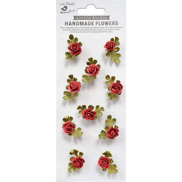 Little Birdie Petite Rose Paper Flowers 10/Pkg - Roses (CR83681)