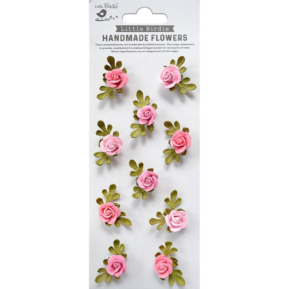 Little Birdie Petite Rose Paper Flowers 10/Pkg - Celebrate (CR83683)