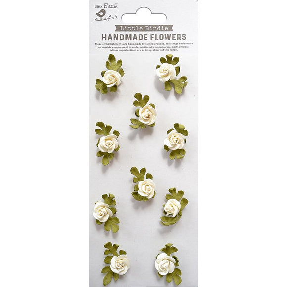 Little Birdie Petite Rose Paper Flowers 10/Pkg - Shabby Chic (CR83686)