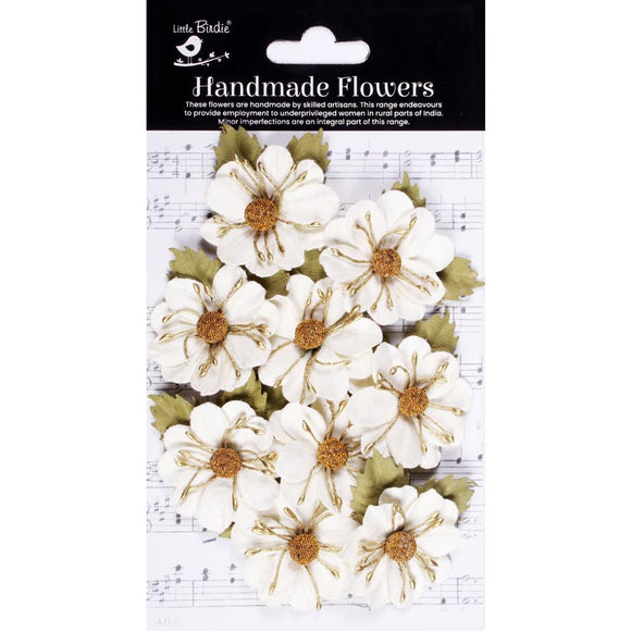 Little Birdie Wendy Paper Flowers Ivory Pearl 9/Pkg (CR92799)