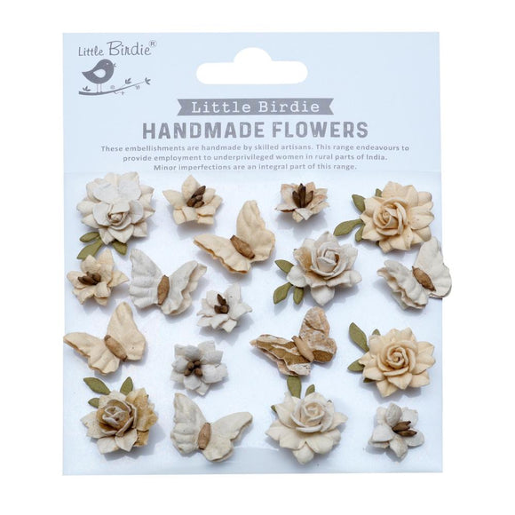 Little Birdie Cloria Paper Flowers 18/Pkg - Ivory Pearl (CR88847)