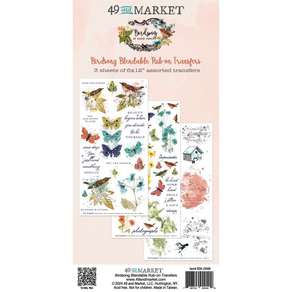 49 & Market - Birdsong Blendable Rub On Transfers