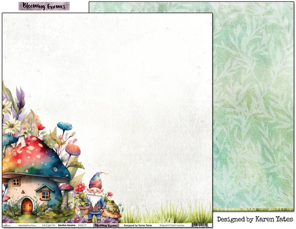 Blooming Gnomes  : Garden Gnome 12x12 Scrapbooking Paper