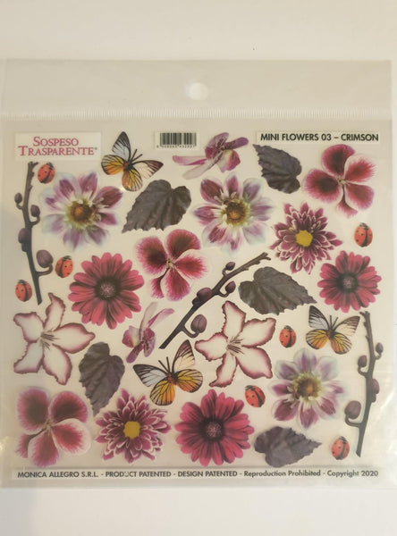 Printed Clear Sheet : Mini Flowers 03 - Crimson (Sospeso Trasparentene)