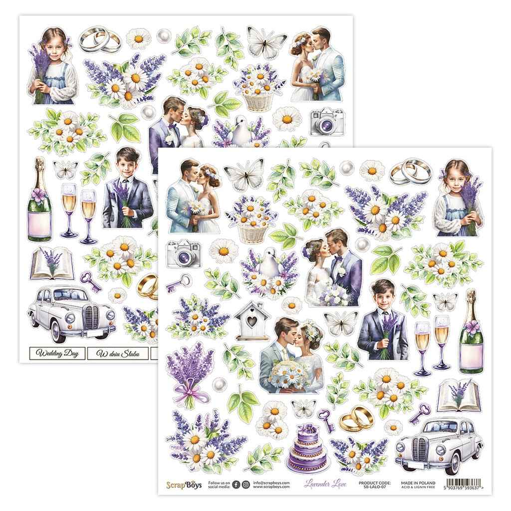 LALO-07 : Lavender Love - 12x12 Double Sided Fussy Cutting Sheet