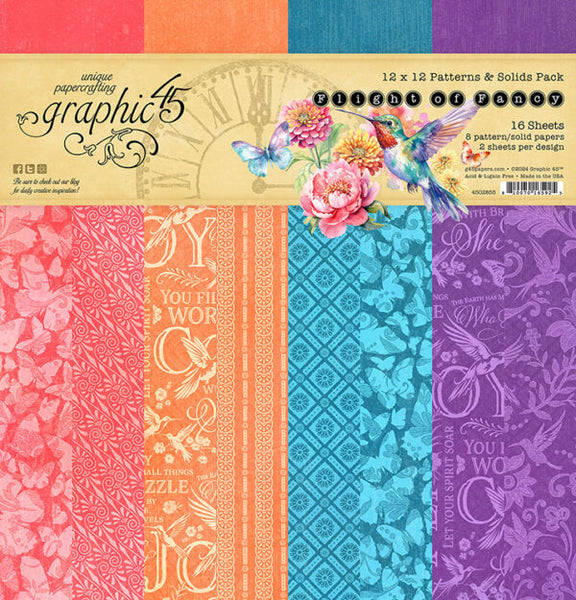 Flight of Fancy 12"x12" Patterns & Solids Paper Pad (Graphic 45)