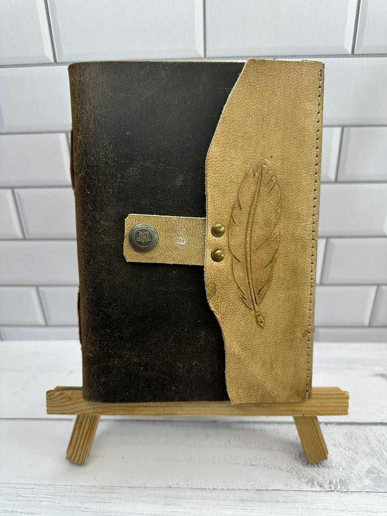 Handmade Leather Journal : 4" x 6" Brown Feather