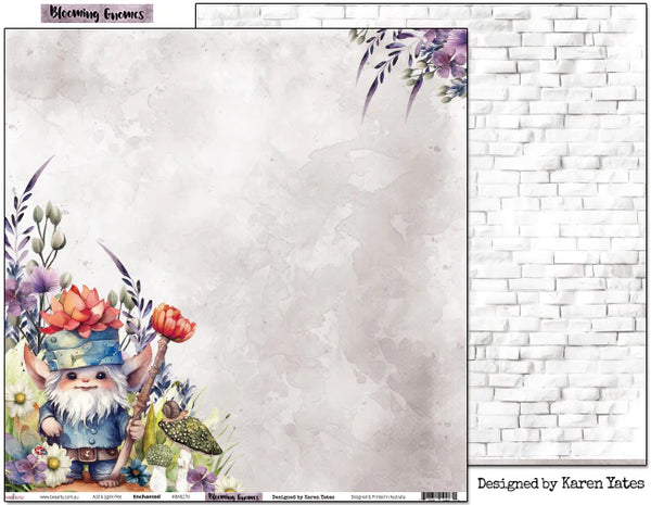 Blooming Gnomes  : Enchanted 12x12 Scrapbooking Paper