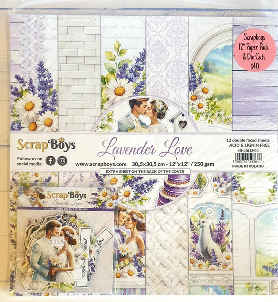 SCRAPBOYS SPECIAL : 12" Lavender Love Pack with Die Cut Pack