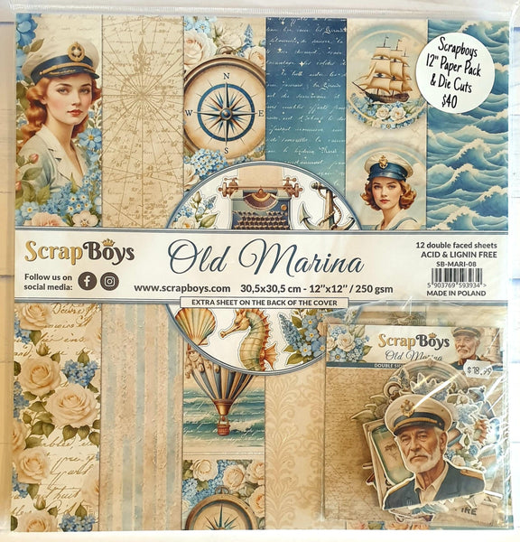 SCRAPBOYS SPECIAL : 12" Old Marina Pack with Die Cut Pack