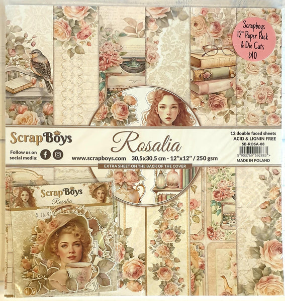 SCRAPBOYS SPECIAL : 12" Rosalia Pack with Die Cut Pack
