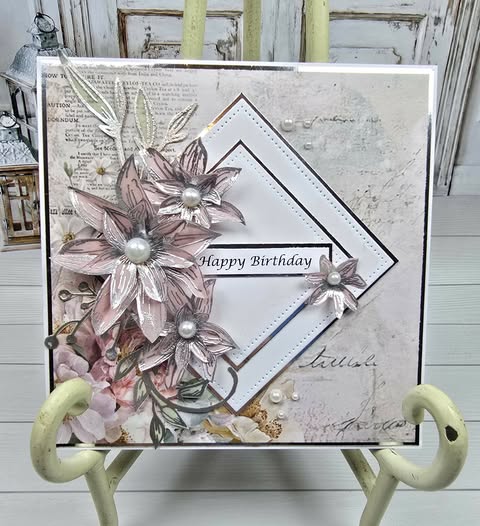 C2608 :Inked Vellum flowers Card (CK)