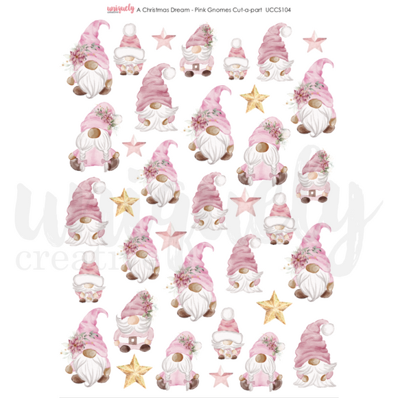 Pink Gnomes Cut-a-Part Sheet (A Christmas Dream)