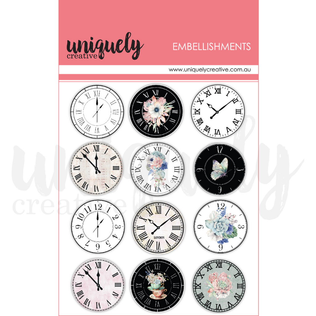 UCE1972 : Blossom & Bloom Wooden Clock Embellishments