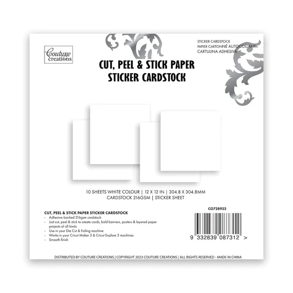 Adhesive 12x12 White Cardstock - 216gsm per sheet – Craftables Adhesive 12x12 White Cardstock - 216gsm per sheet – Craftables