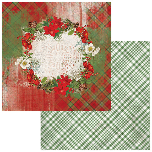 Ceremonious Poinsettias 12x12 paper : Evergreen Season - (49&Market)