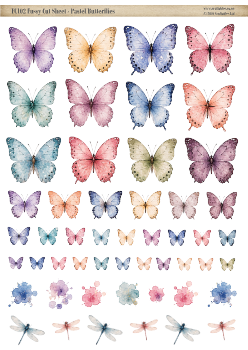 FC102 : Pastel Butterflies - A4 Fussy Cut Sheet