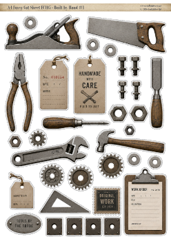 FC105 - Built by Hand #1 A4 Fussy Cut Sheet/Digital Download/Die Cuts