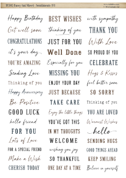 FC105 : Sentiments #1 - A4 Fussy Cut Sheet