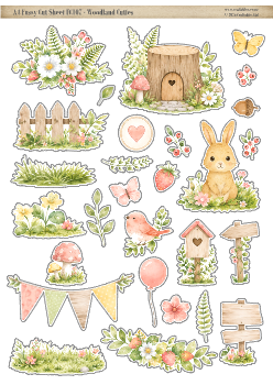 FC107 - Woodland Cuties - A4 Fussy Cut Sheet/Digital Download/Die Cuts
