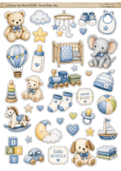 FC108 - Sweet Baby Boy - A4 Fussy Cut Sheet/Digital Download/Die Cuts