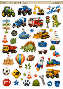 FC109 - Toddler Boy - A4 Fussy Cut Sheet/Digital Download/Die Cuts