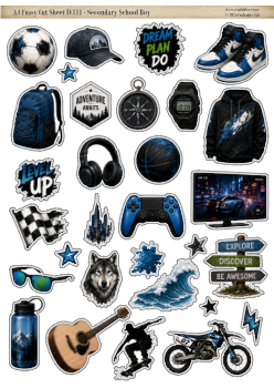 FC111 - Secondary School Aged Boy - A4 Fussy Cut Sheet/Digital Download/Die Cuts