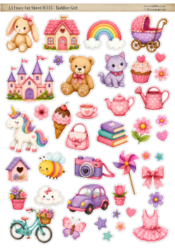 FC113 - Toddler Girl - A4 Fussy Cut Sheet/Digital Download/Die Cuts