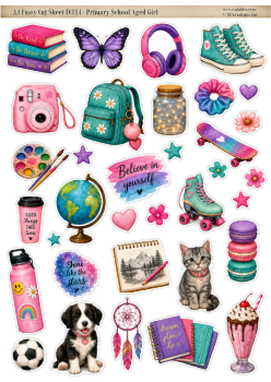 FC114 - Primary School Aged Girl - A4 Fussy Cut Sheet/Digital Download/Die Cuts