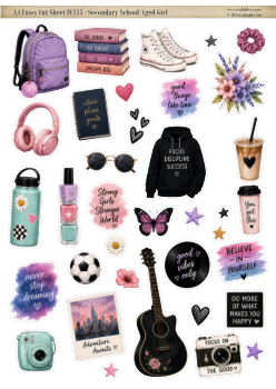 FC115 - Secondary School Aged Girl - A4 Fussy Cut Sheet/Digital Download/Die Cuts