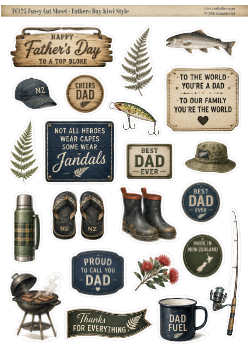 FC125 : Fathers Day - Kiwi Style - A4 Fussy Cut Sheet