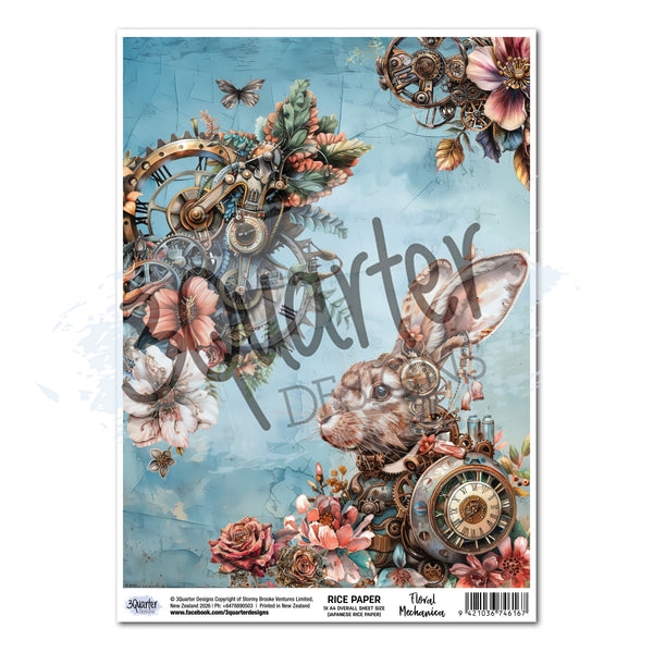 Floral Mechanica  A4 Rice Paper Sheet