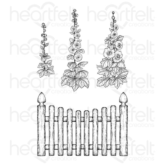 HCPC-31001/HCD1-7419: Hollyhock Fence Stamp & Die Combo