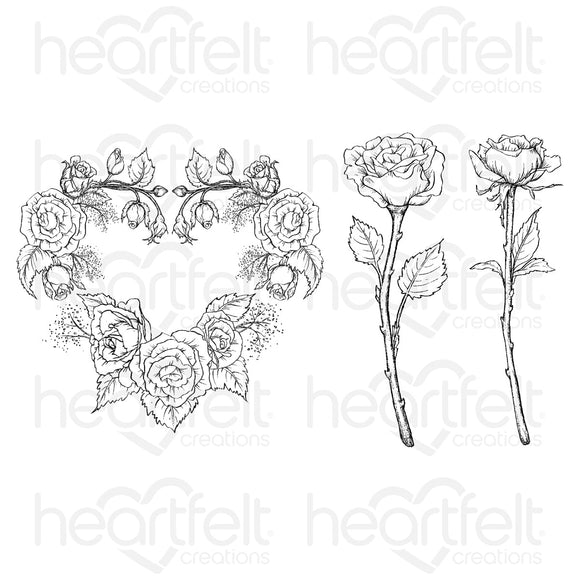 HCPC-31005/HCD1-7428 : Friendship Rose Heart Stamp & Die Combo