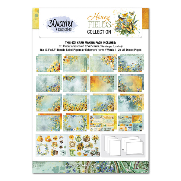 Honey Fields  6" x 4" Card Pack (3 Quarters)