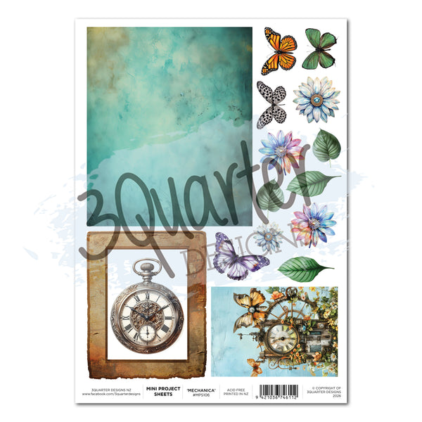Floral Mechanica A4 Project Sheet