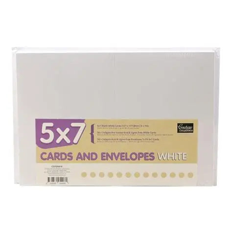 Card + Envelope Pack - White 5x7 (50 Sets)