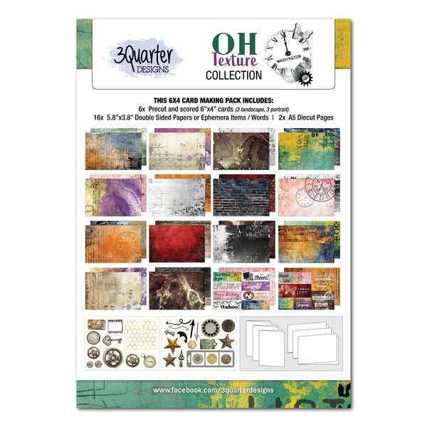 3Quarter Designs -  OH Texture  6" x 4" Card Pack