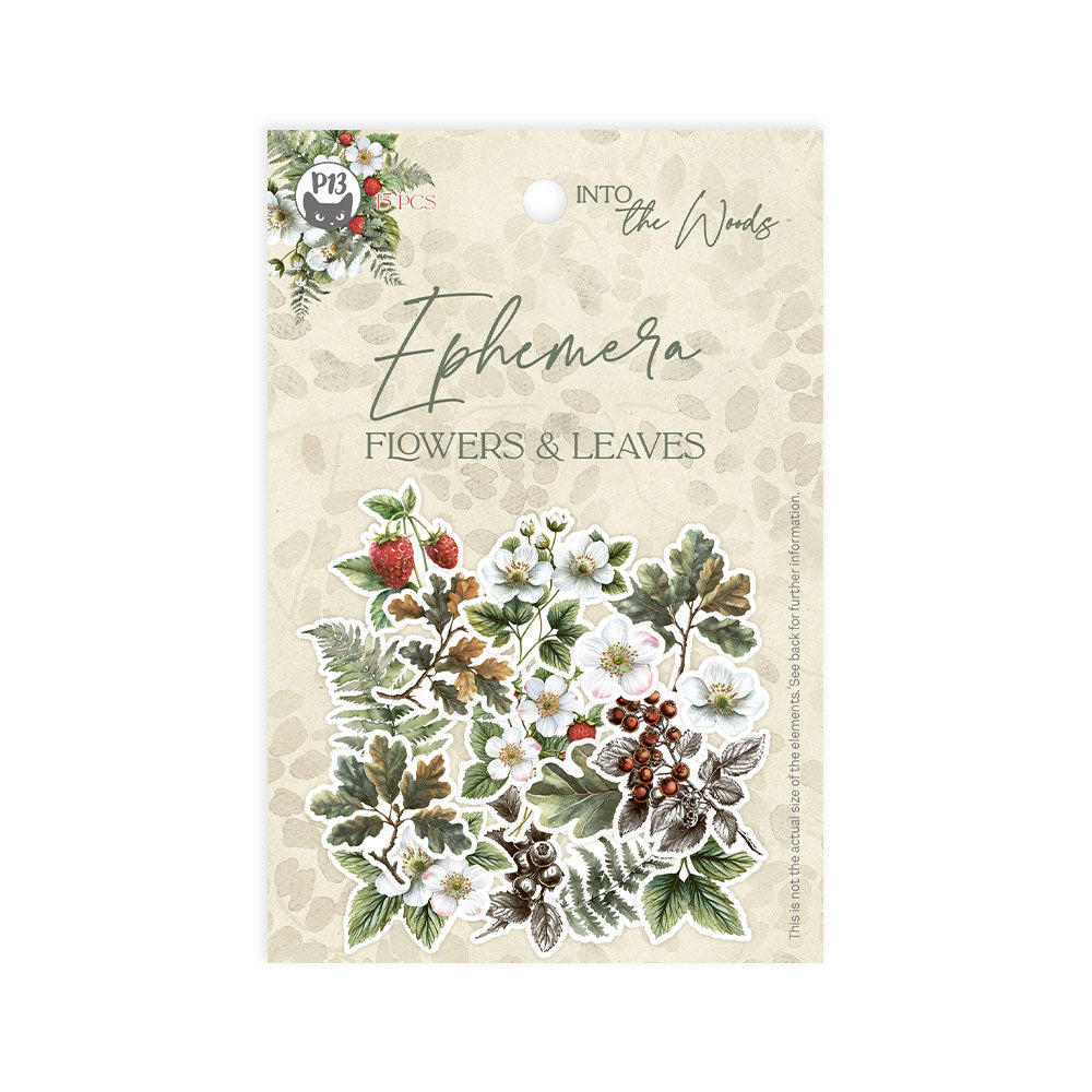 P13-ITW-26 : Ephemera set Flowers and leaves , 15pcs (Into the Woods)