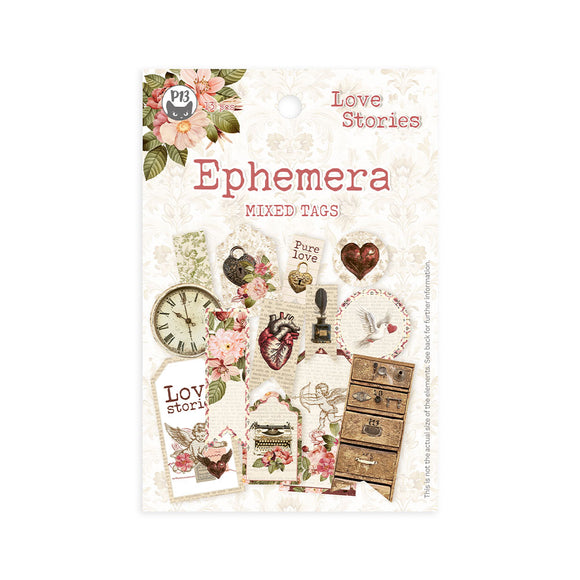 P13-LST-21 : Ephemera set  Tags, 13pcs (Love Stories)