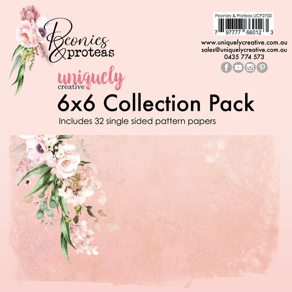 UCP2700 :  6 x 6 Collection Pack (32 sheets)  (Peonies & Proteas)