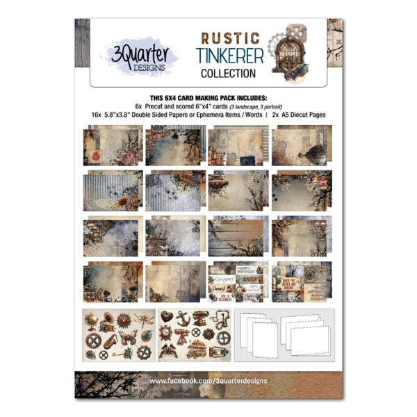 3Quarter Designs - Rustic Tinkerer  6" x 4" Card Pack