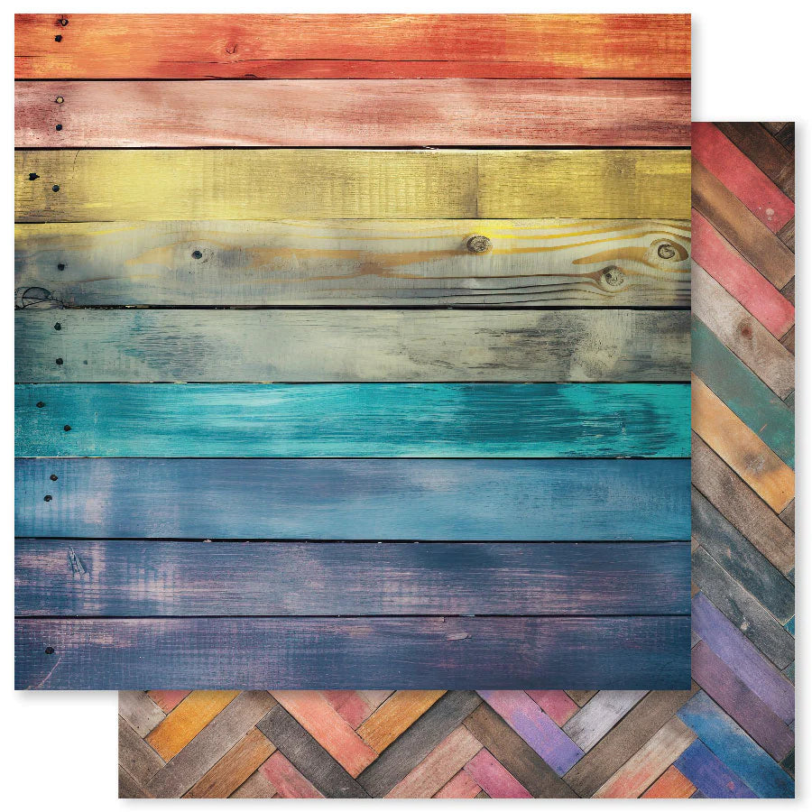 Rainbow Wood D (31031) 12x12 Scrapbook paper - Paper Rose