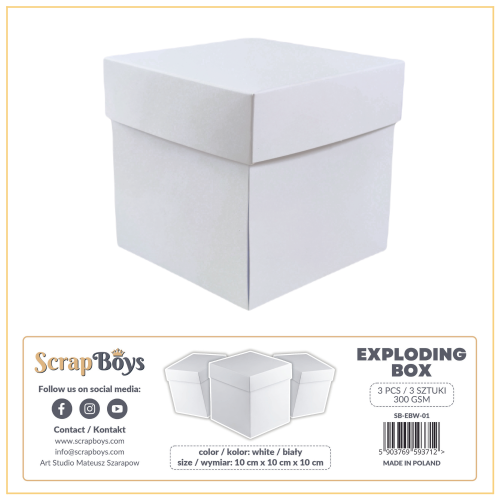 Scrapboys Exploding Box - 4" White (pack of 3)