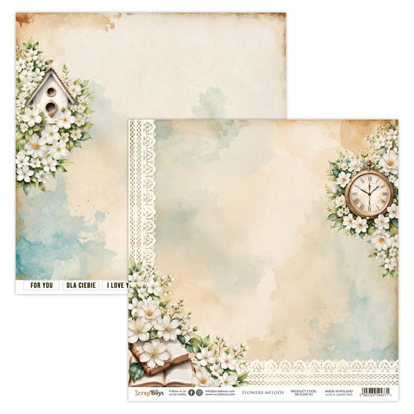 FLME-01  : Flowers Melody - 12x12 Double Sided Paper