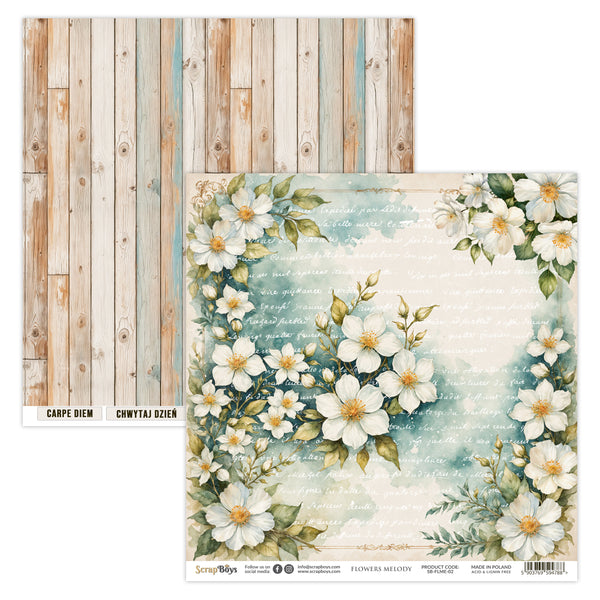 FLME-02  : Flowers Melody - 12x12 Double Sided Paper